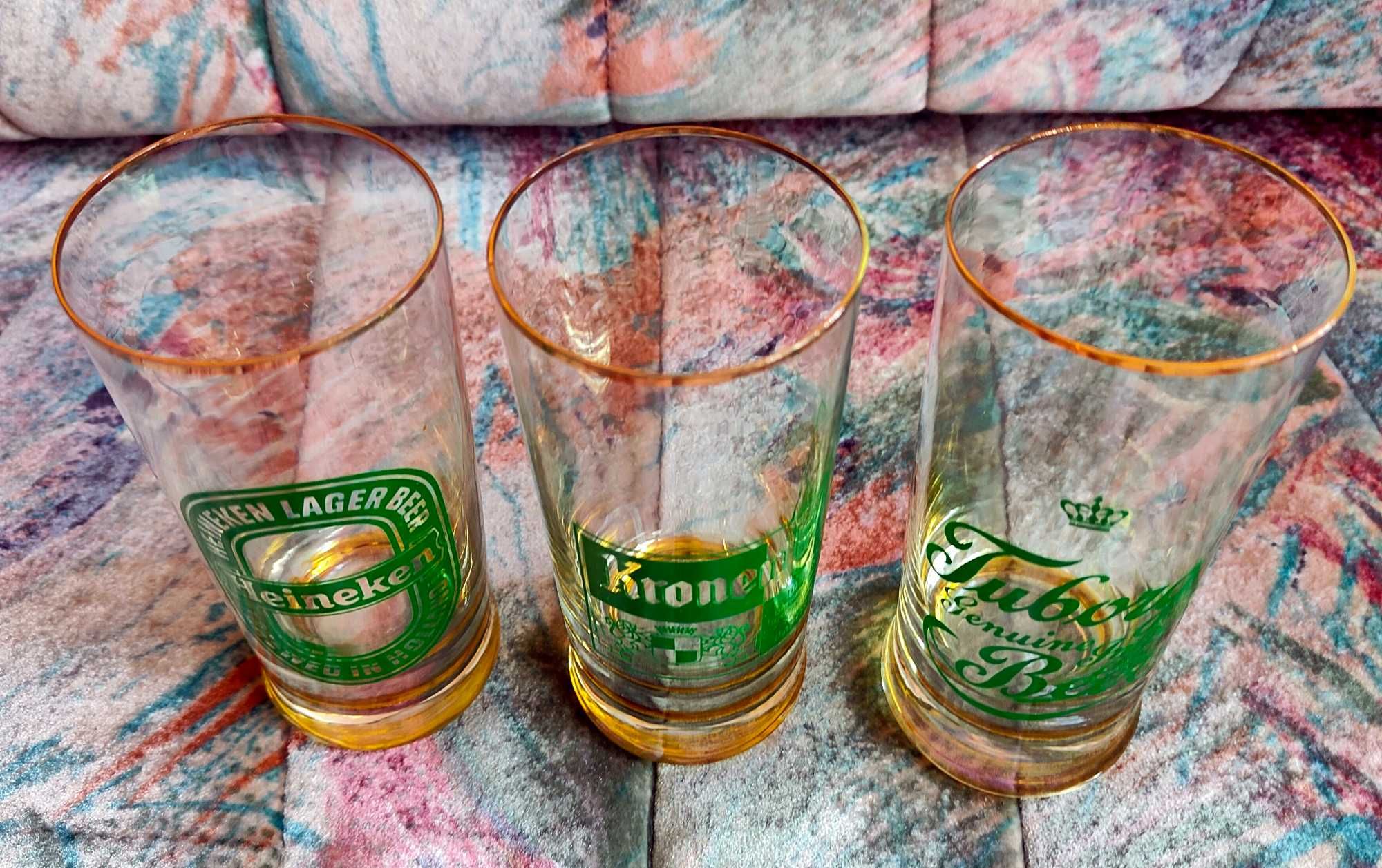 Tuborg Kronenbourg Heineken 3 szklanki do piwa unikat Vintage