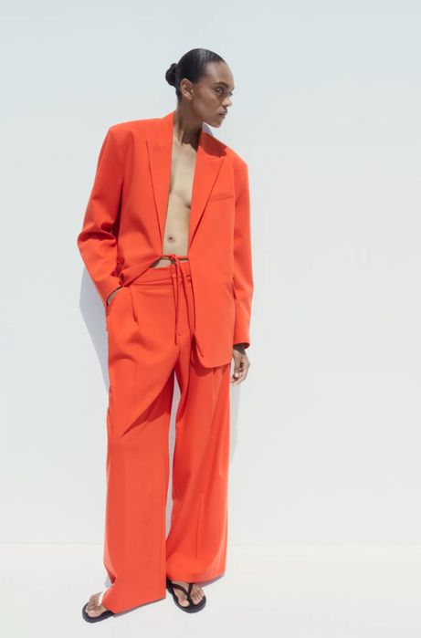 Брюки штаны костюмные оранжевые Zara