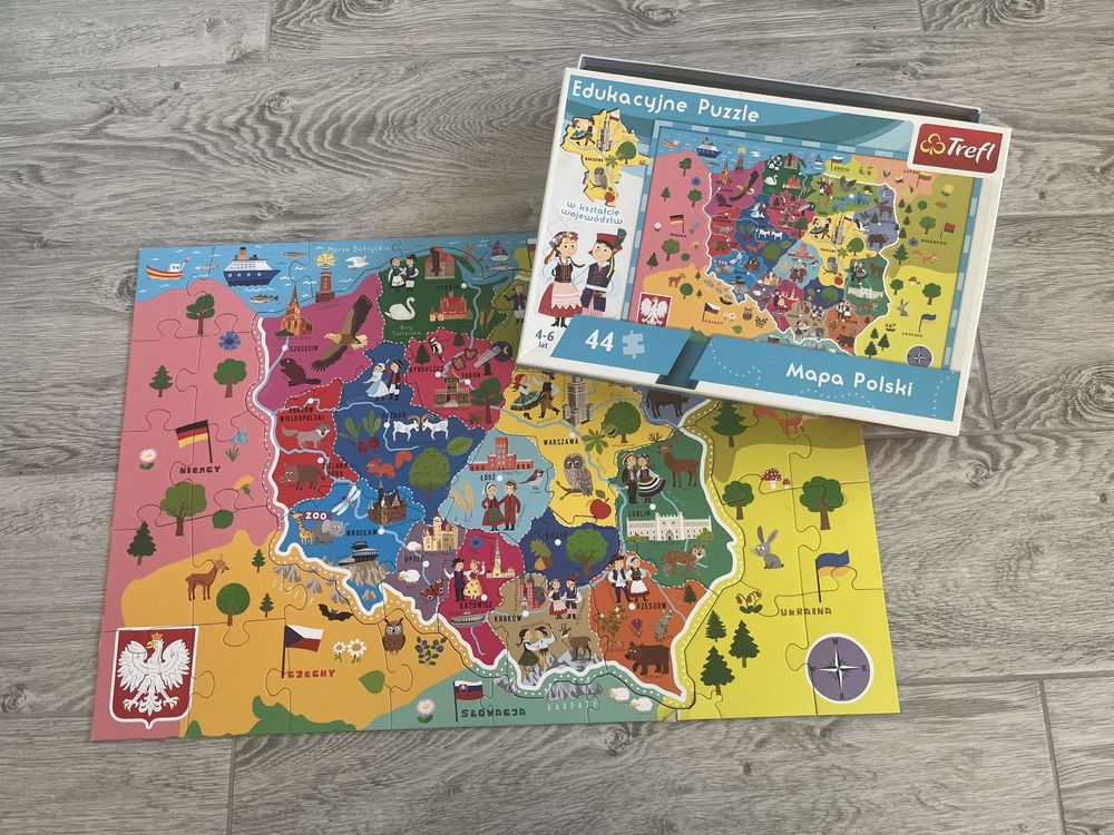 Edukacyjne puzzle mapa Polski, Trefl 44 elementy
