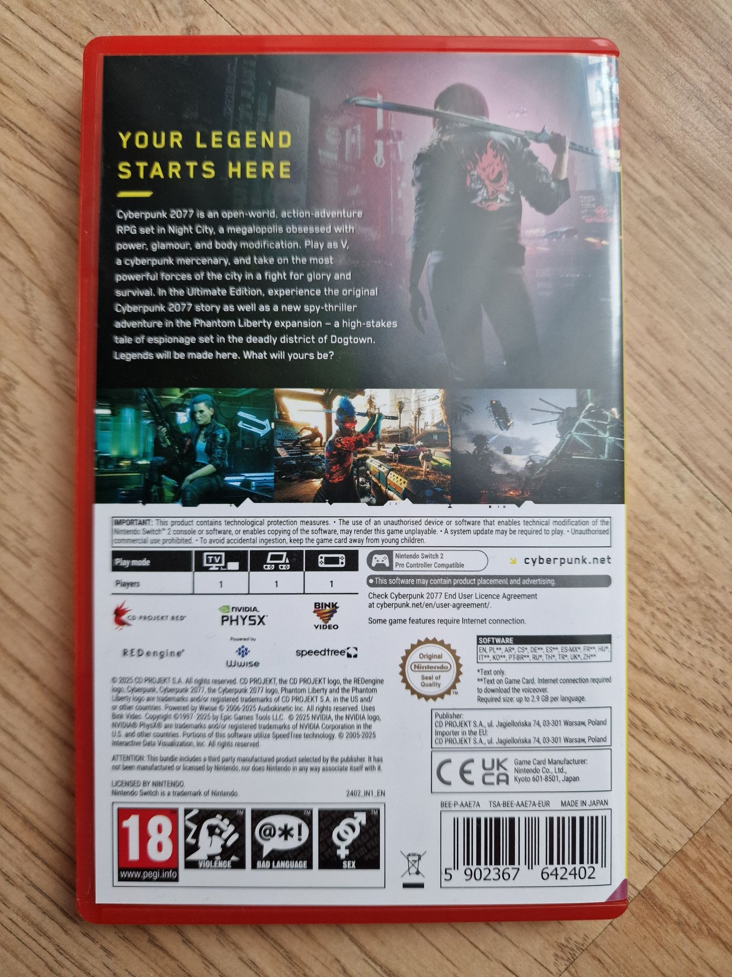 Cyberpunk 2077 na Nintendo Switch 2 w idealnym stanie