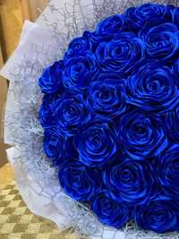 Букет синих роз из лент