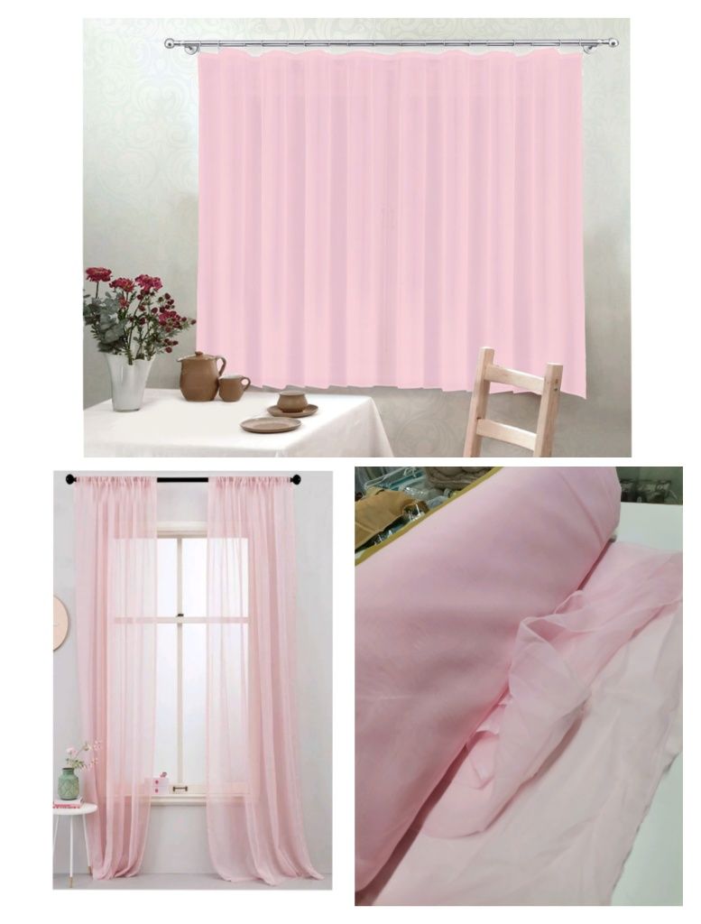 Тюль вуаль. Розовые цвета. Разные модели. Кухонные шторы арки.