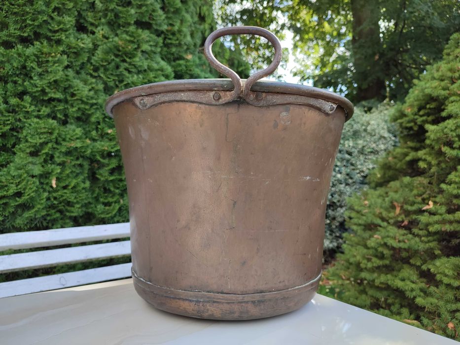 Miedziany kocioł gar sagan sygnowany Czajkowski Hrubieszów