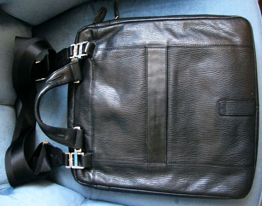 Итальянский деловой портфель Picuadro. Натуральная кожа. Черный