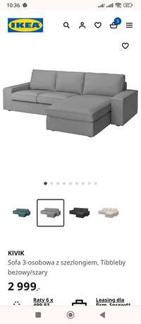 Sofa Ikea kivik narożna leżanka 2 os