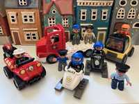 Klocki Lego Duplo samochody, ludziki, skutery, policja, straż, budowa