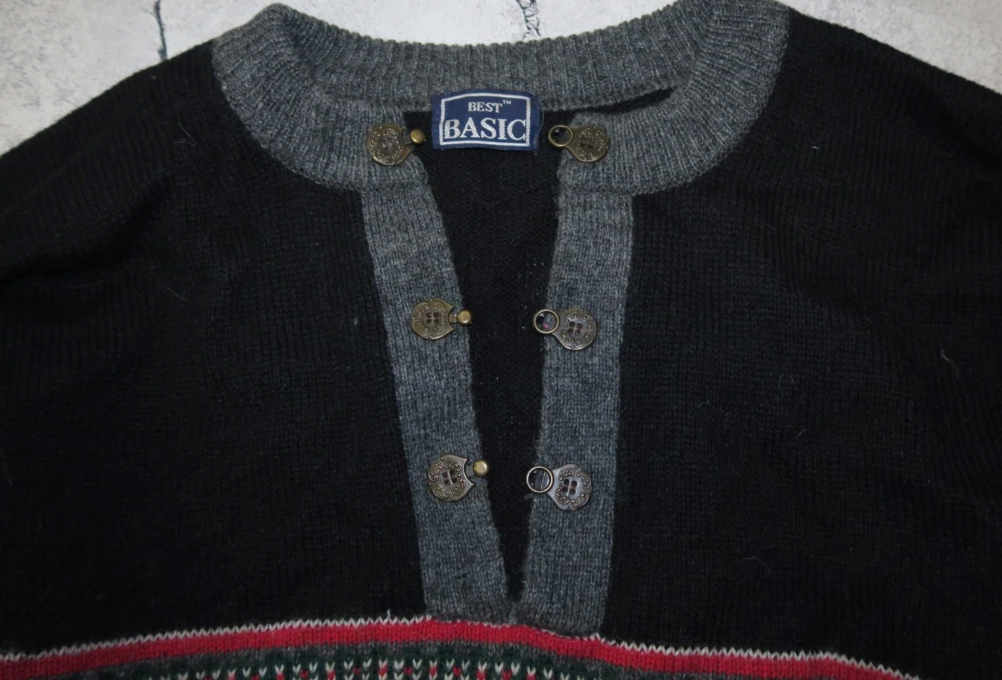 Sweter norweski wełniany gruby XL