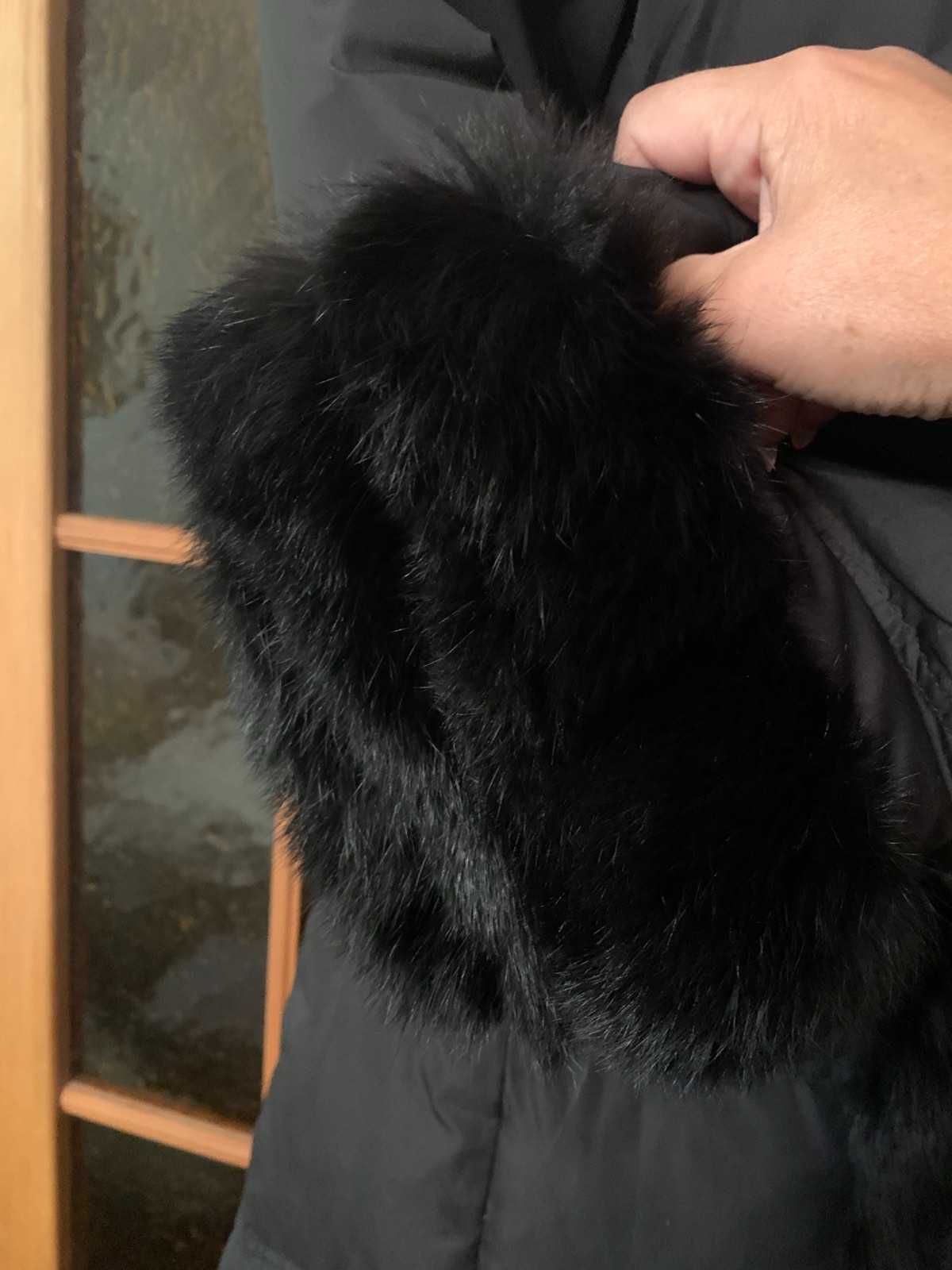 Пуховик натуральный пальто куртка пух Италия чёрный.