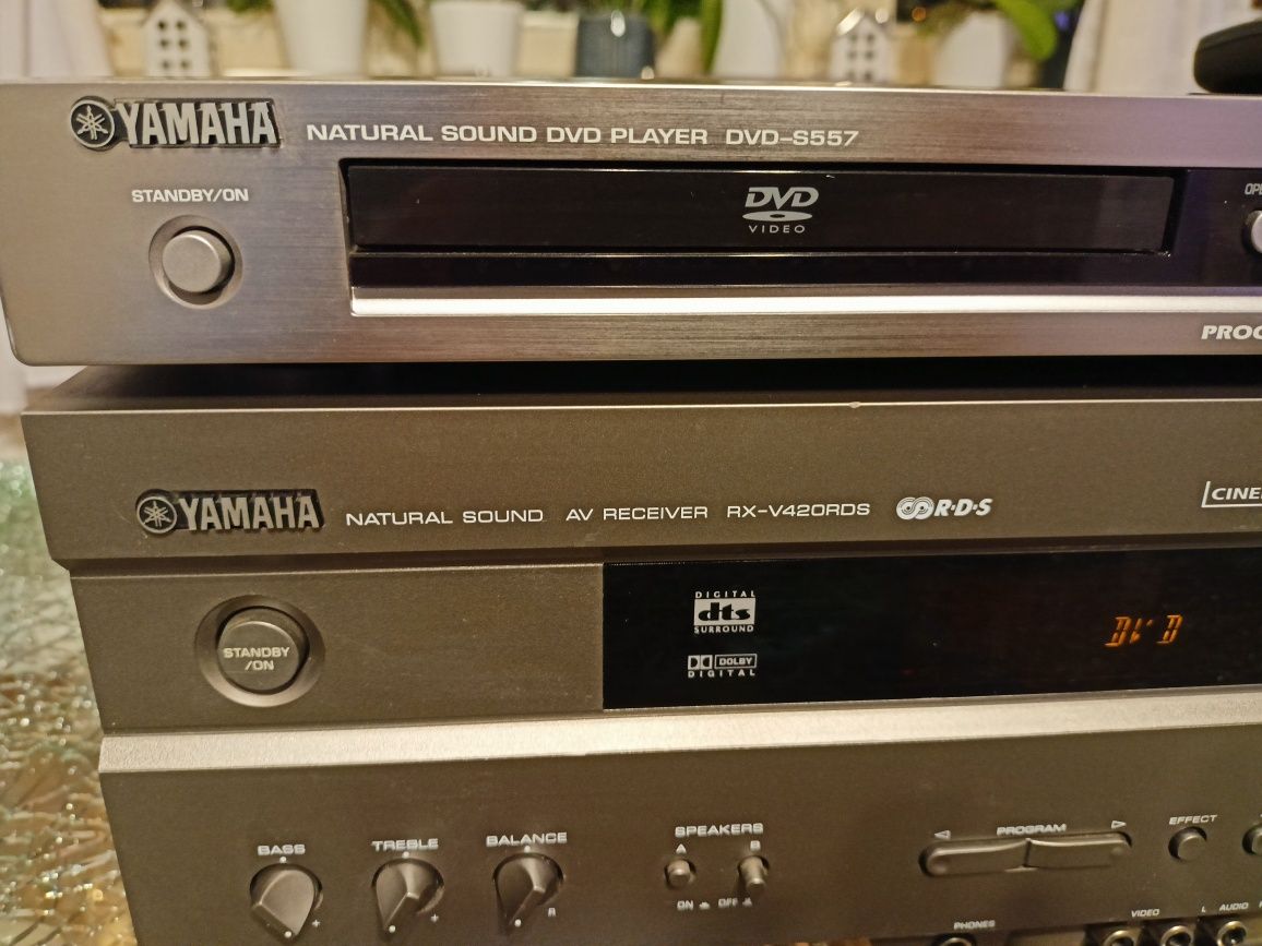 Kino domowe Yamaha wzmacniacz rx-v420rds, Dvd-s557 subwoofer sw-p201