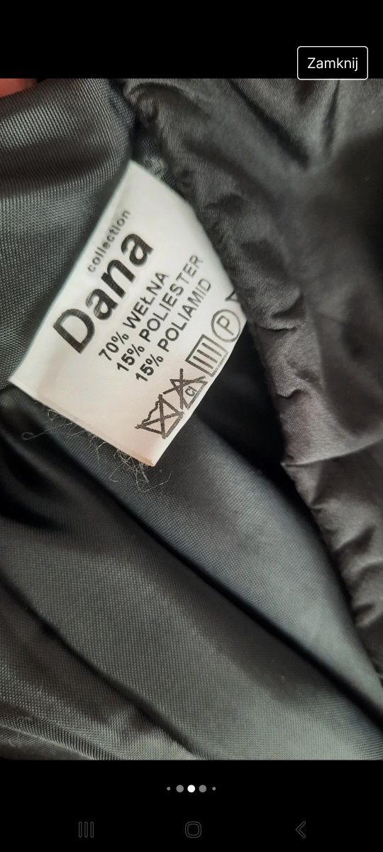 Dana XL kurtka płaszcz wełna czarna kołnierz
