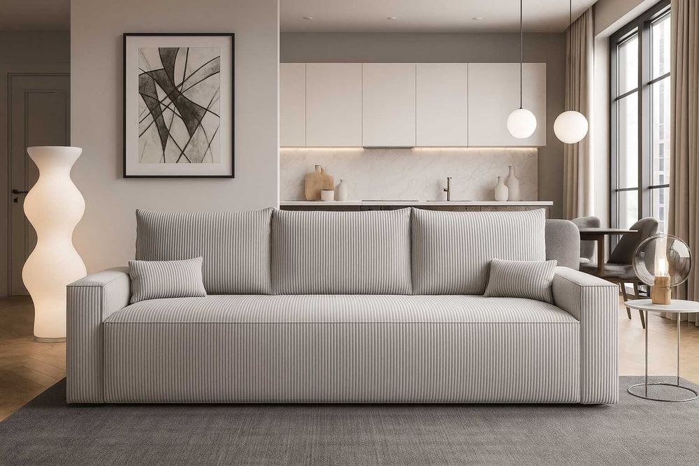 SOFA NOYO wygodna KANAPA 230 cm Z FUNKCJĄ SPANIA pojemnik na pościel