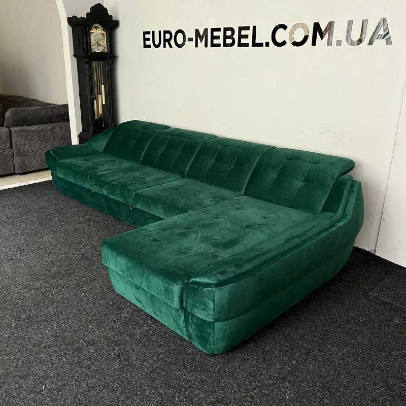 Розкладний диван кутовий в тканині з нішою для білизни