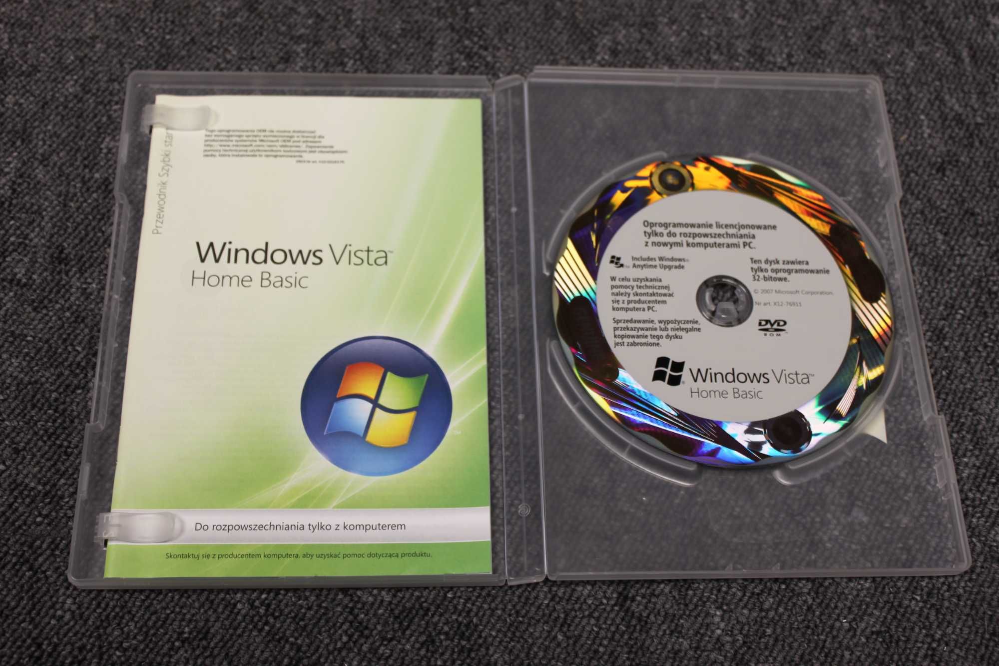 program system operacyjny dysk instalacyjny Windows Vista Home Basic