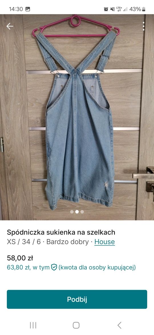 Sukienka na szelkach ogrodniczka