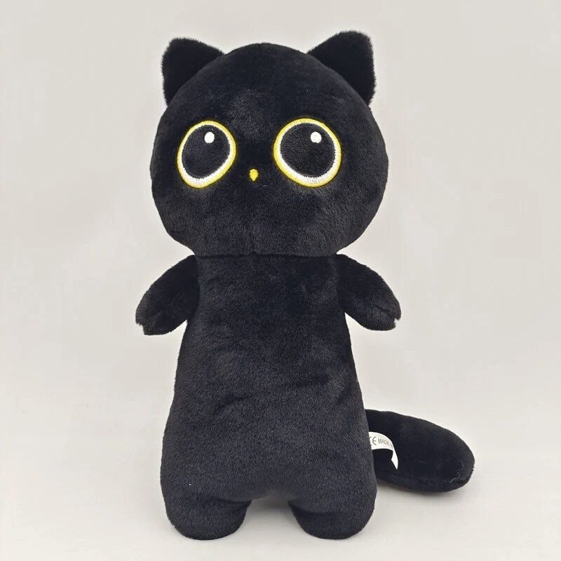 Плюшевий чорний кіт 55 см, м‘яка іграшка котик, великий чорний кіт