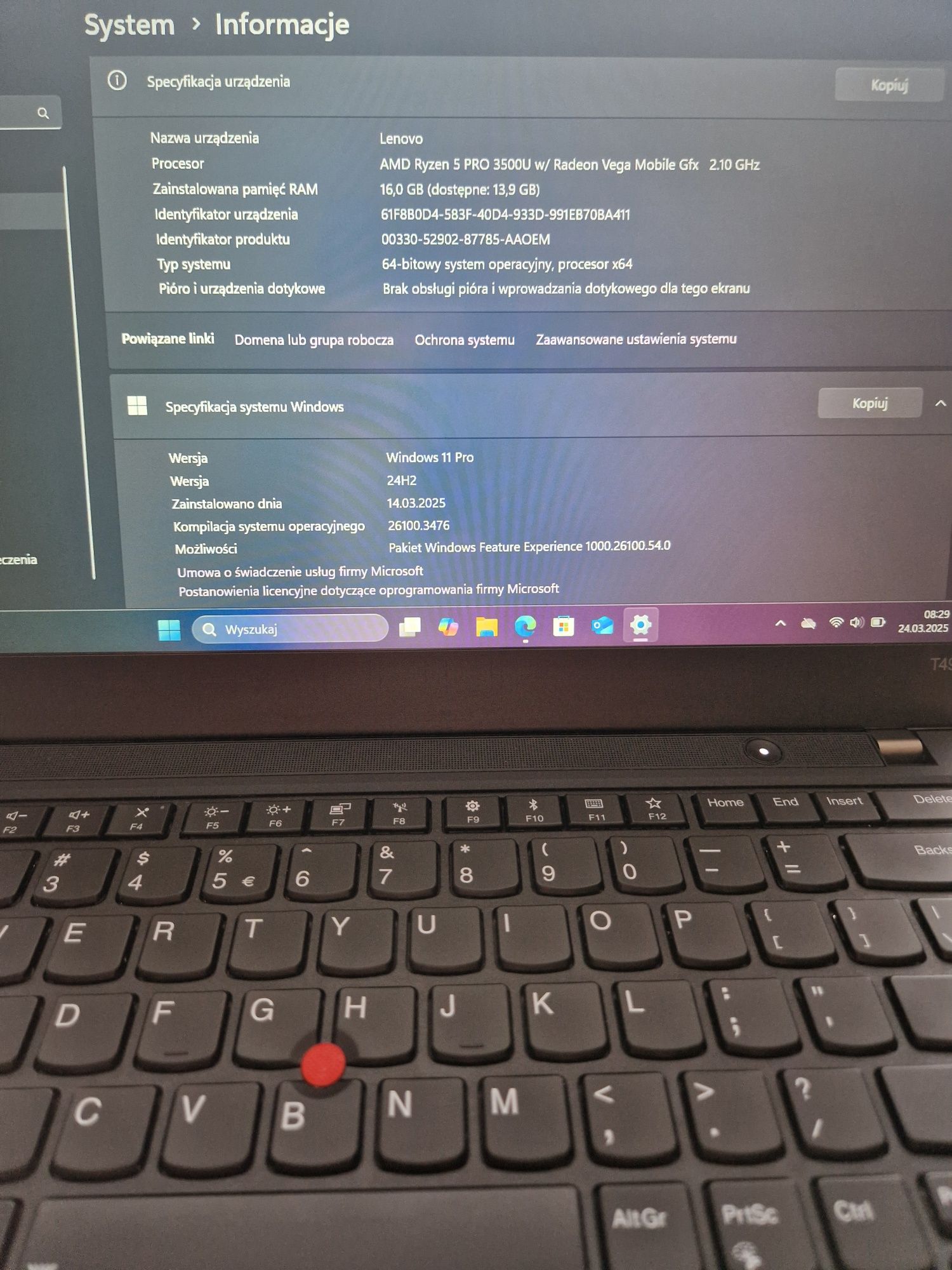 Lenovo t495,jak nowy,16gb ram,win11 pro,razen5