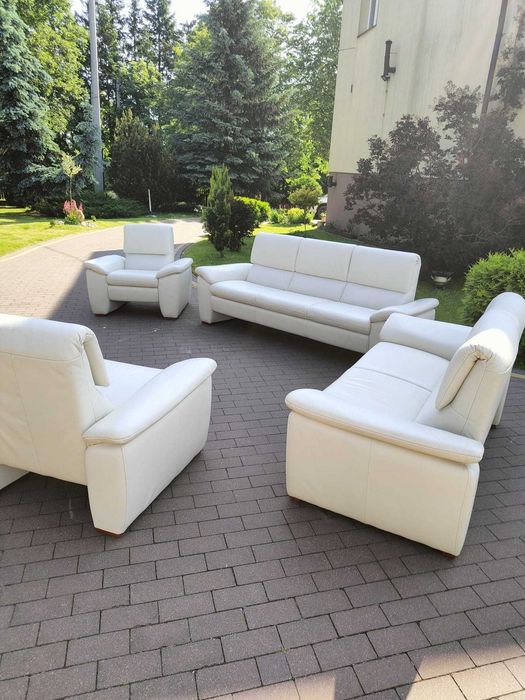 Komplet wypoczynkowy 3 2 1 1 skóra 100%