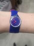 Zegarek swatch lady niebieski chabrowy różowy