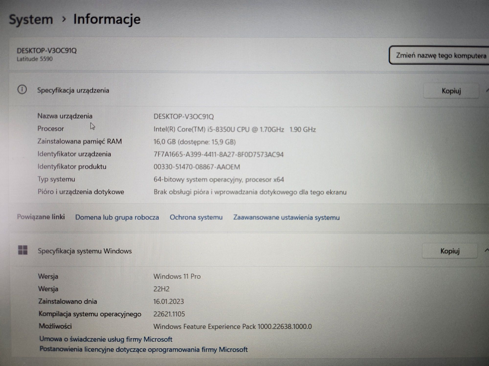 Dell Latitiude 5590 I5/16GB/256SSD