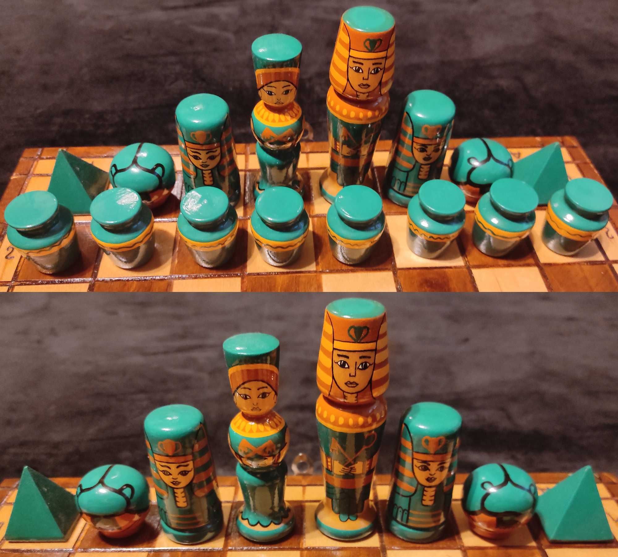 Unikat! Szachy z drewna (szachy drewniane) starożytny Egipt faraon