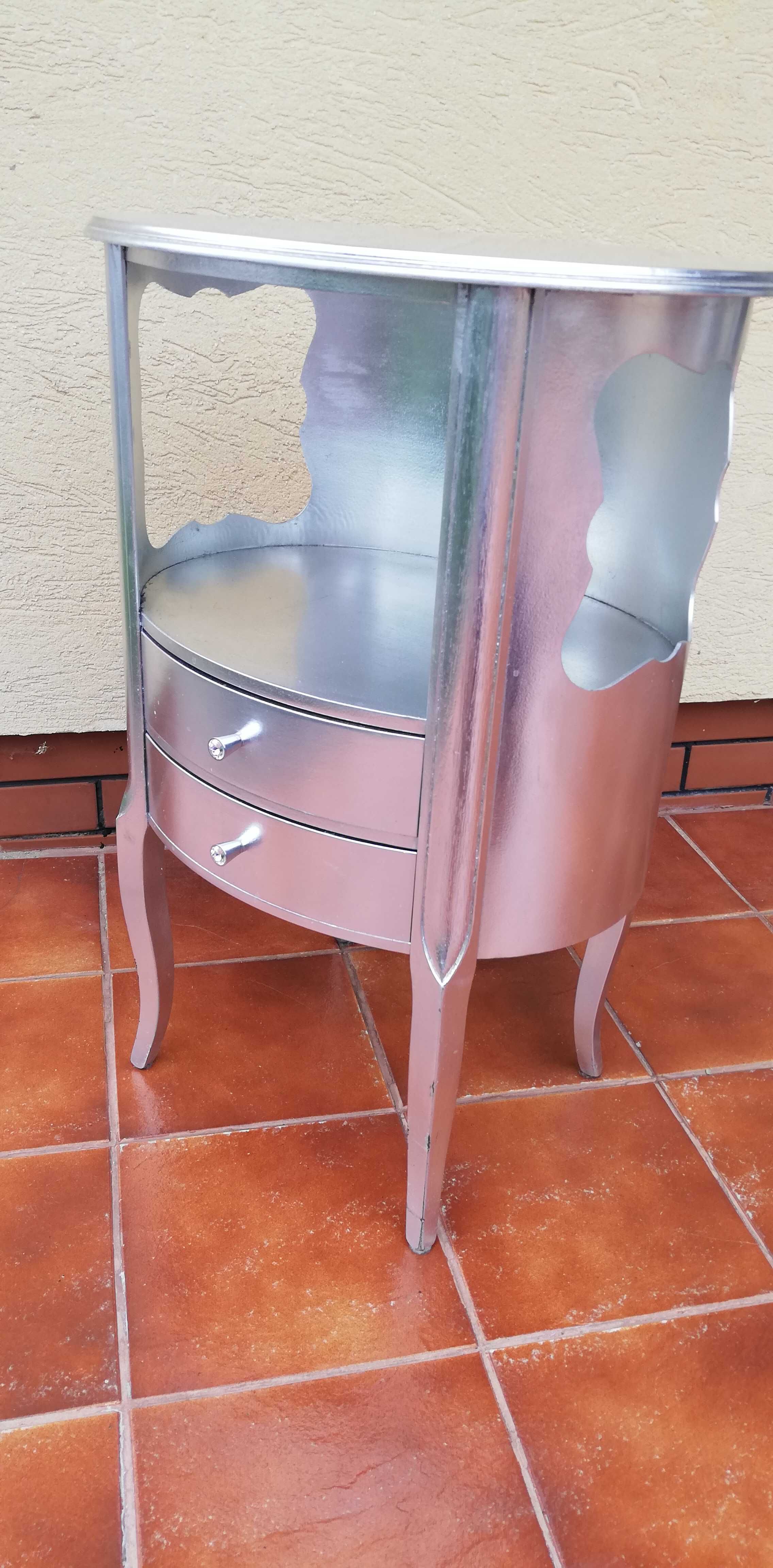 Szafka srebrna glamour stolik toaletka konsolka komoda fotel ława