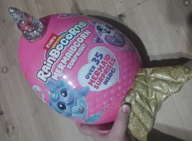 ZURU Rainbowcorns Mermaidcorn Surprise Duży pluszak ze złotą płetwą