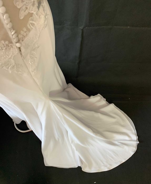 Nowa Suknia Ślubna Ivory Kremowa M 38 Gładka Empire Syrena Glamour