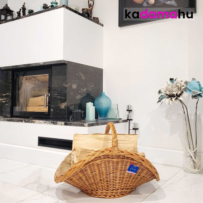 Kosz wiklinowy na drewno z jutą 69x45cm Koszyk kominkowy