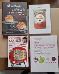Zestaw 4 książki o zdrowym jedzeniu kulinarne i dietetyczne