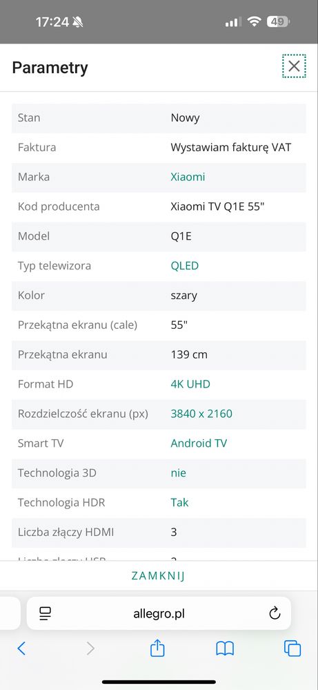 Telewizor Xiaomi TV Q1E 55”