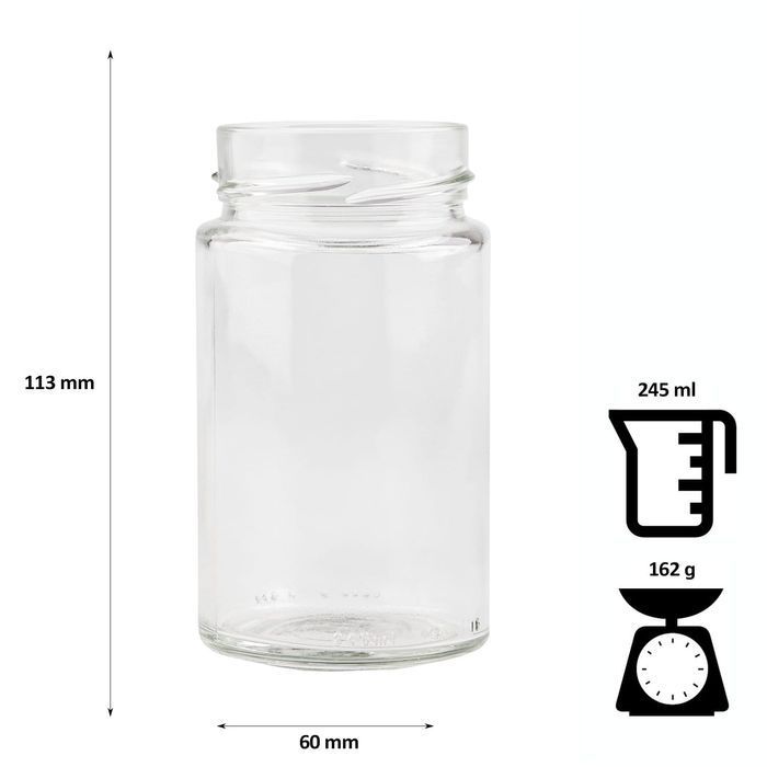 10x Słoik szklany 245 ml z zakrętką na przyprawy dżem konfitury miód
