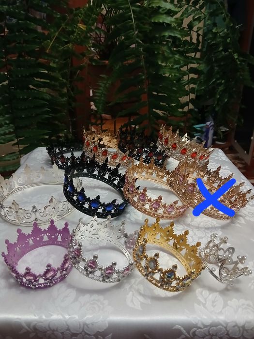 Корона на голову, на торт, діадема, топер, блискітки, свічки