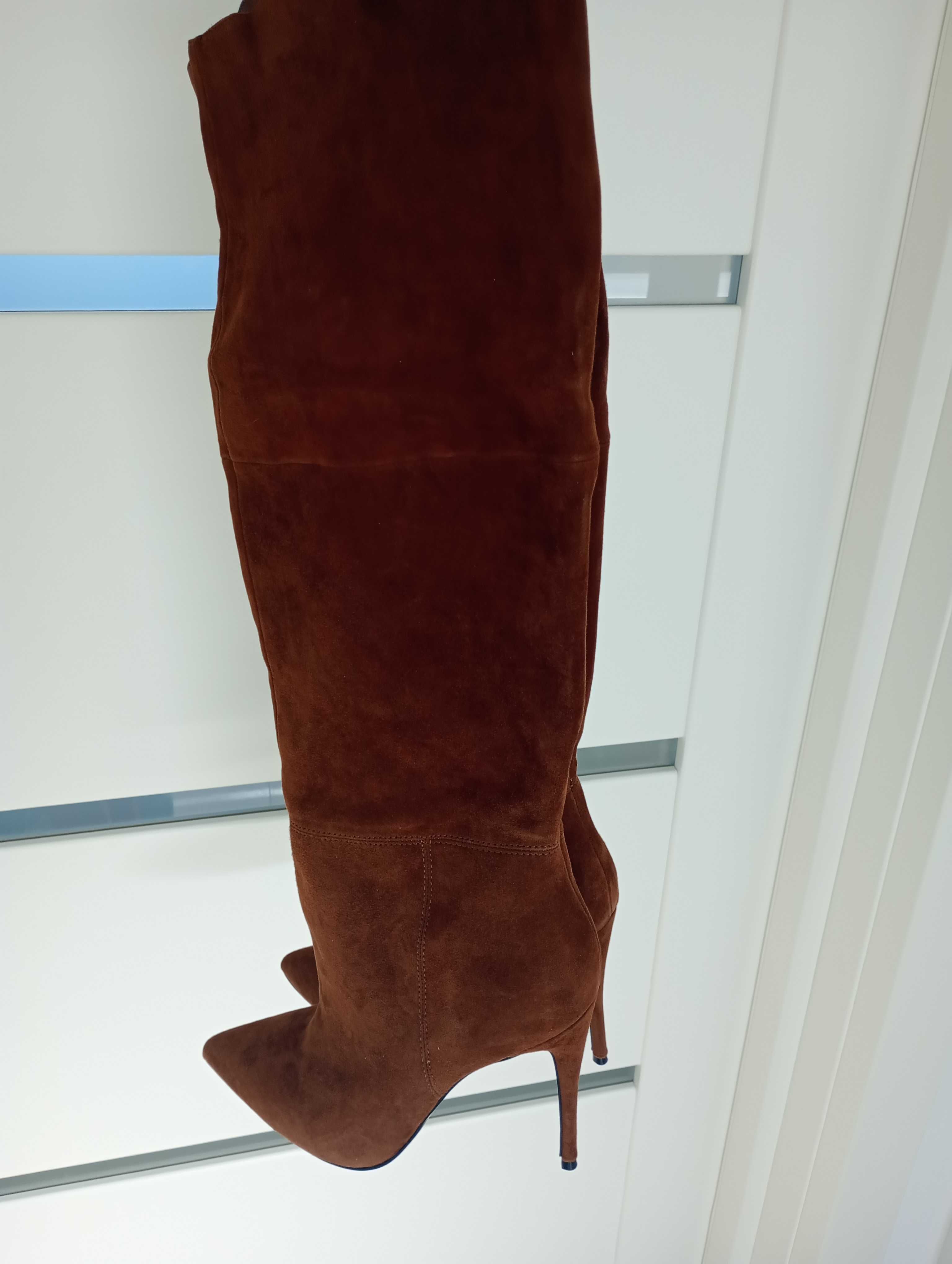 Kozaki r.41 Steve Madden #brązowe szpilki #skóra zamsz #piękne