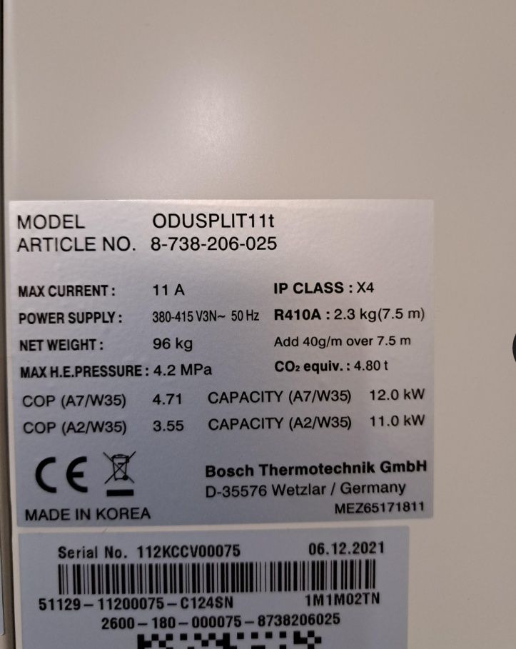 Pompa Ciepła nowa JUNKERS BOSCH Compress 3000 AWS 11E 13,1kW brutto FV