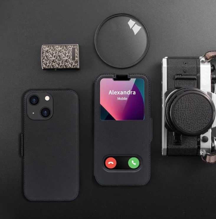 FYY etui z klapką do iPhone 13 Pro 6.1" okno połączenia magsafe czarne