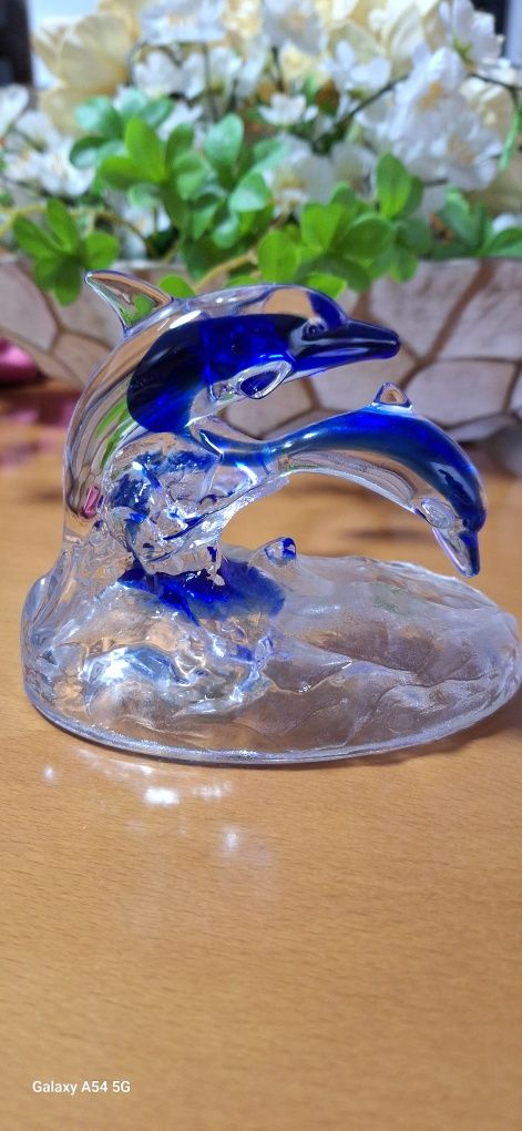 3 peças golfinhos em vidro
