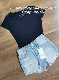 ZESTAW szorty Zara oraz t-shirt Orsay - roz. XS