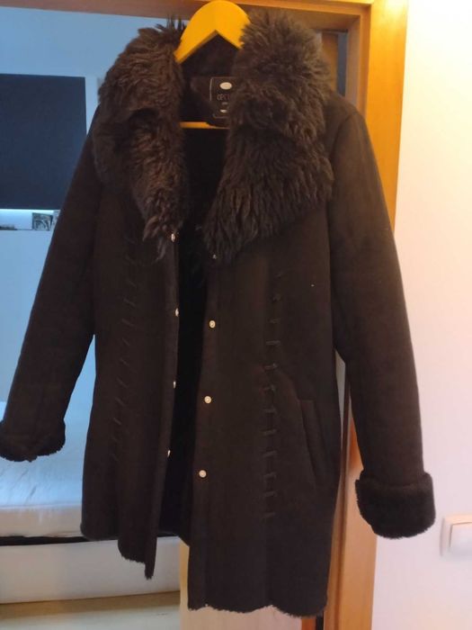 Sobretudo cardado/ pelo/ térmico (40) preto, mulher NOVO