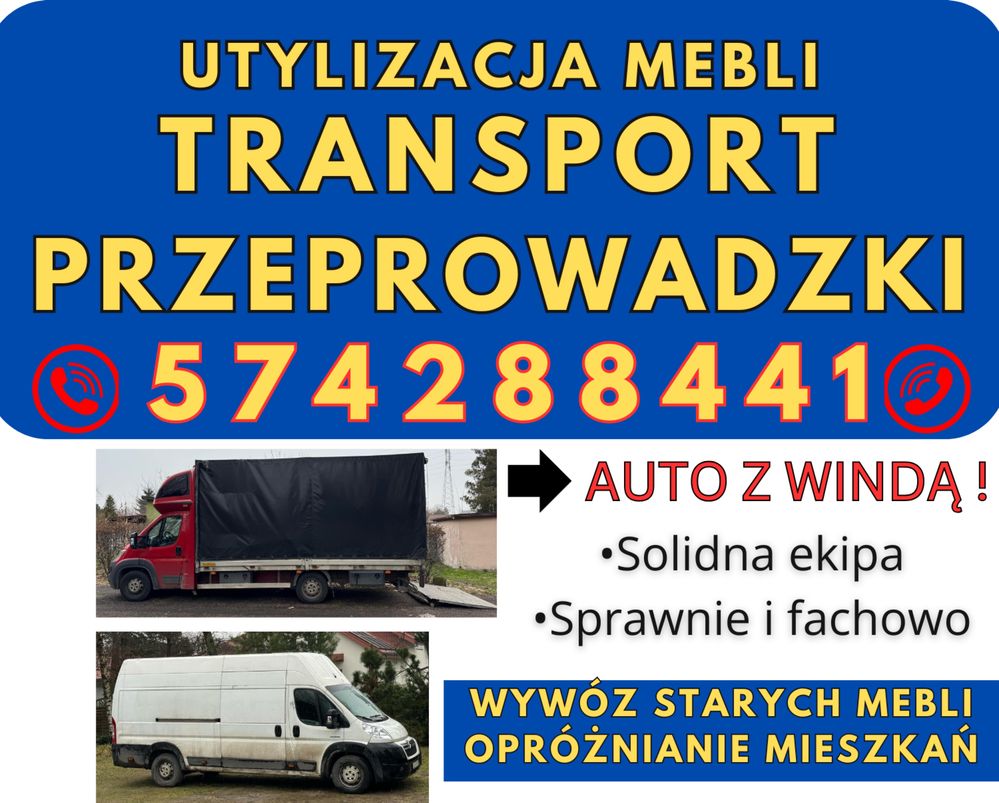 Przeprowadzki Transport Utylizacja Wywóz mebli PABIANICE AUTO Z WINDĄ