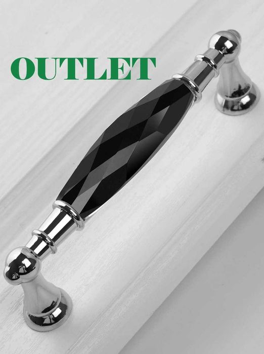 Uchwyt meblowy glamour kryształowy czarny z kryształem 96mm