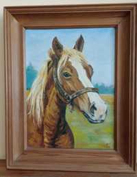 obraz olejny Koń "Kasztanek" koń roboczy