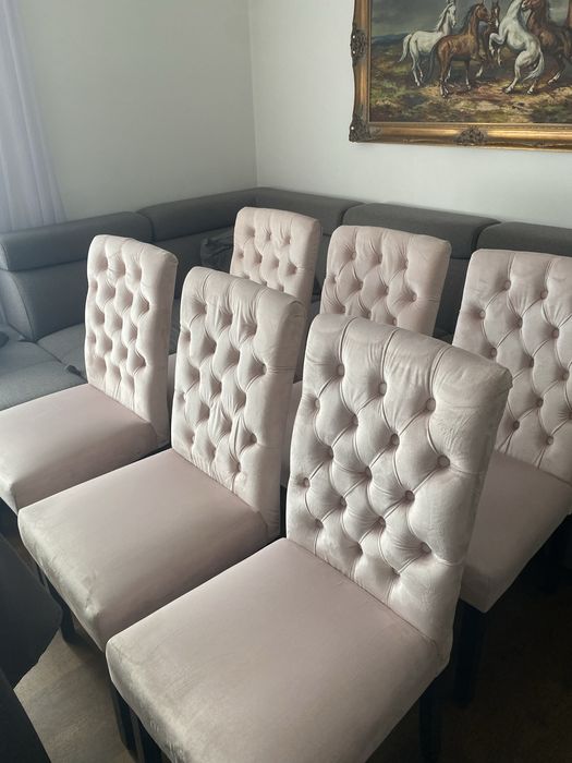 Krzesła tapicerowane blady róż