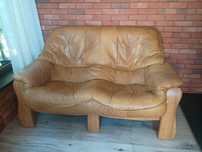 Sofa ze skóry, drewniana