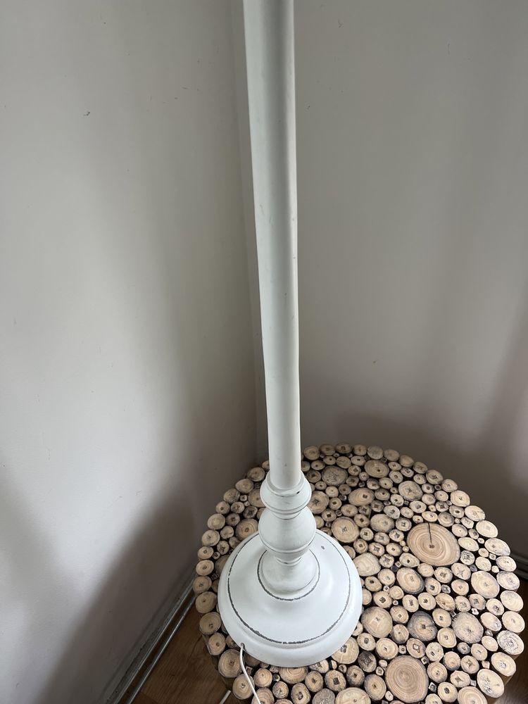 Lampa stojąca Vintage drewniana rattanowy abażur 150 cm