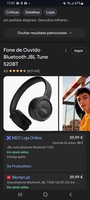 Headphones JBL 520 BT Novos na Caixa .