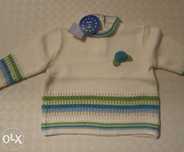 Camisola Pcs Baby branca com flor azul menina tam. 12 e 36 Meses NOVA