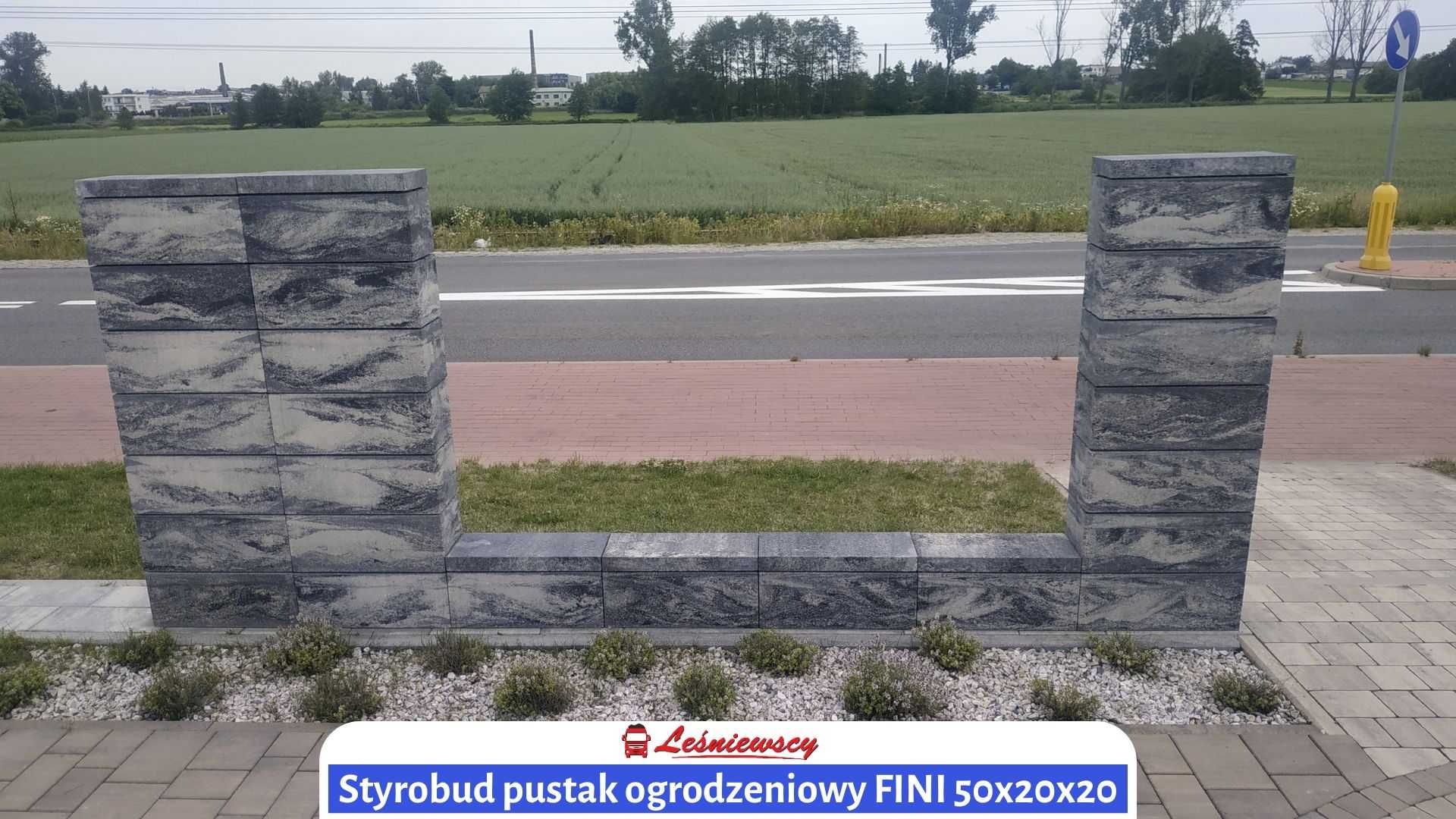 System ogrodzeń GŁADKIE NOWOCZESNE Pustak Styrobud-FINI Stalowo-biały