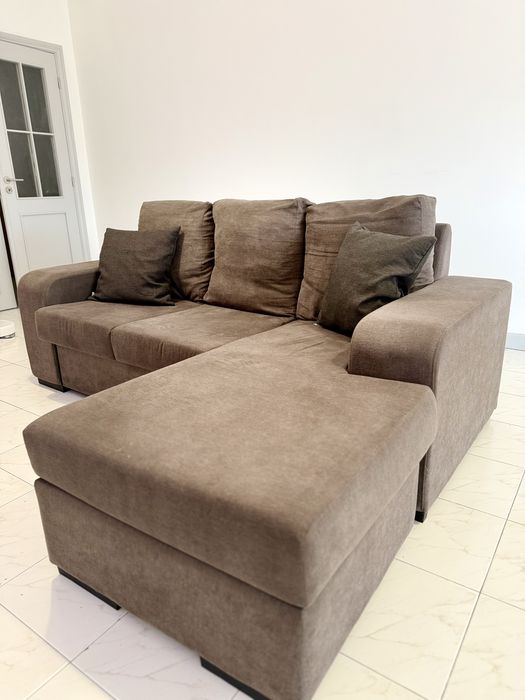 Sofa chaise long (esq./direito) castanho