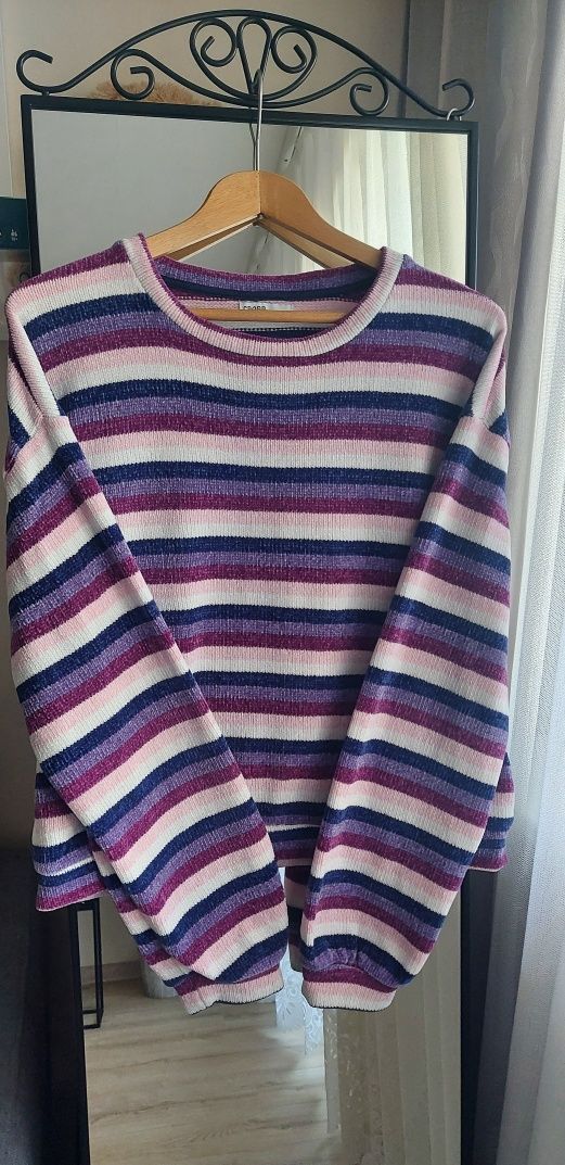 Nowy kolorowy puszysty sweter w paski Cropp M/L