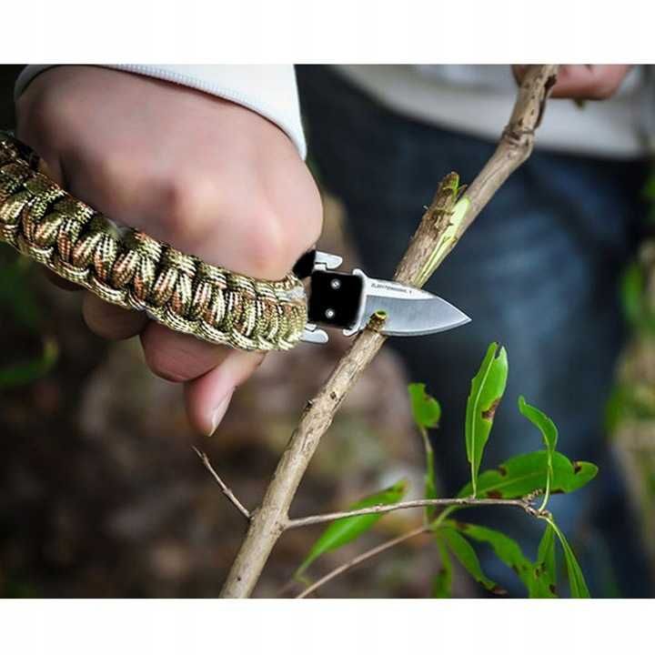 NÓŻ Bransoletka Paracord SURVIVAL Transformers MORO-CZARNA